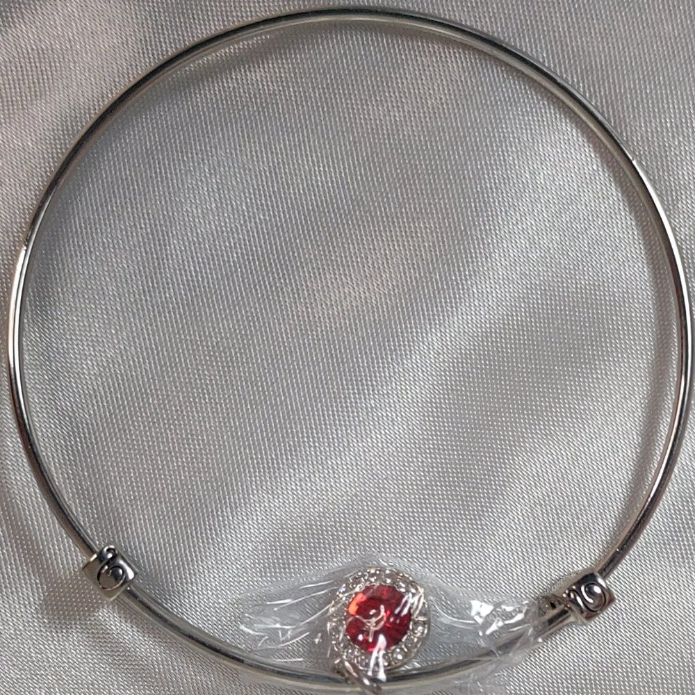 Silver Bracelet Red Birthstone